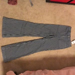 Blue and white stripped high waisted bell bottom